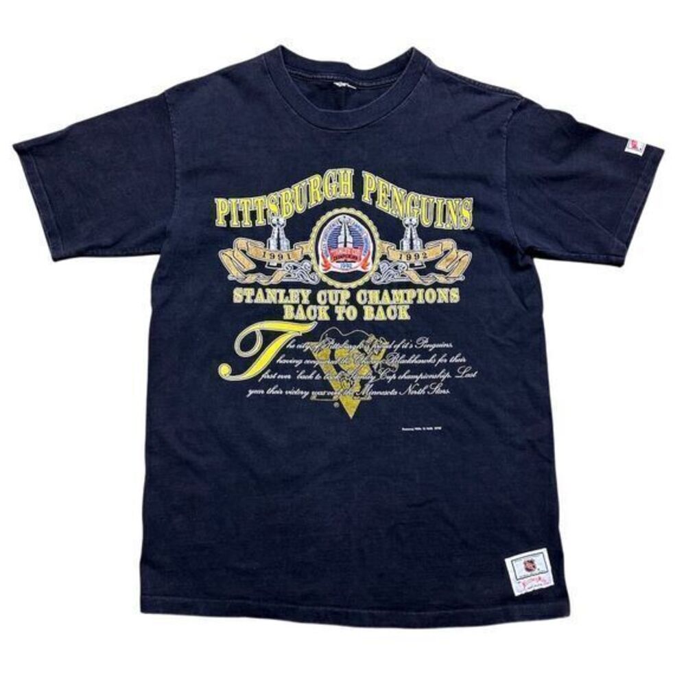 Vintage Pittsburgh Penguins 1991-92 Stanley Cup Champs T-Shirt L Black‎